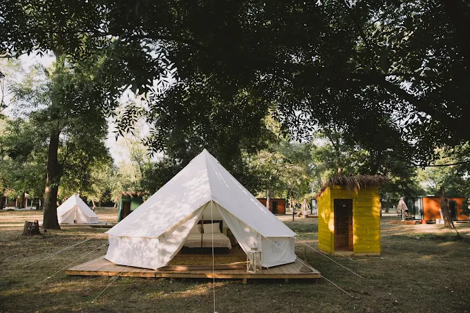 Bell tent with bed