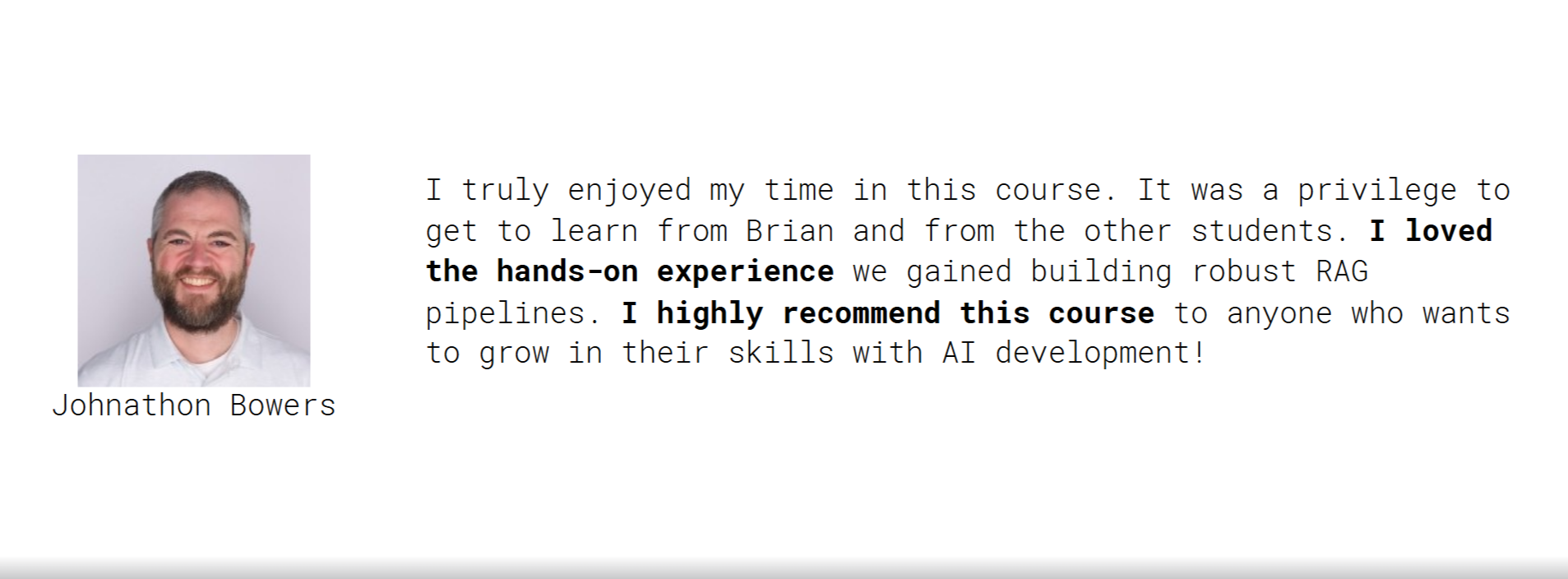 Student testimonial