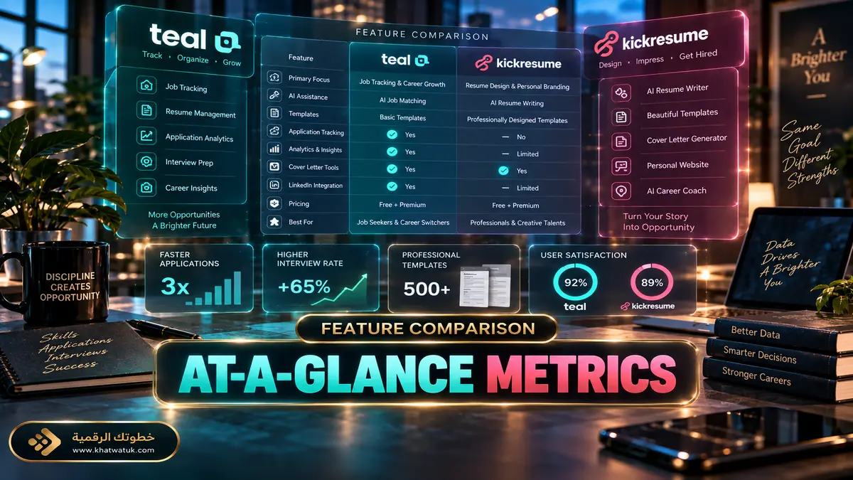 Teal vs Kickresume Feature Comparison and Performance Metrics Dashboard