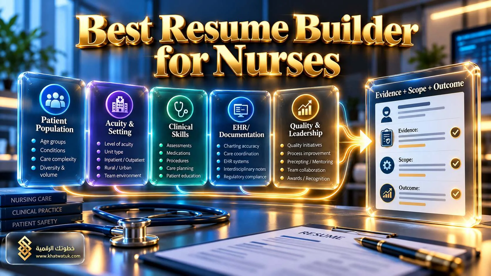 Nursing career stage framework matching clinical domains to resume evidence.