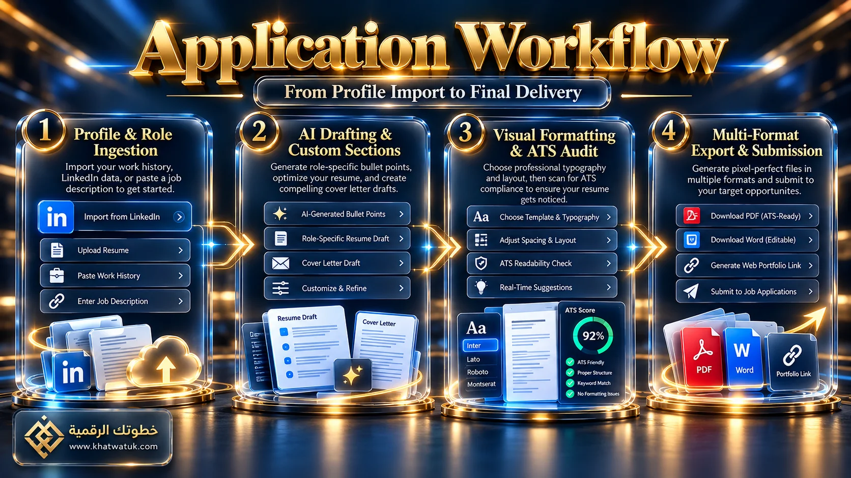 End-to-end resume creation workflow comparison between Kickresume and Enhancv from drafting to submission.