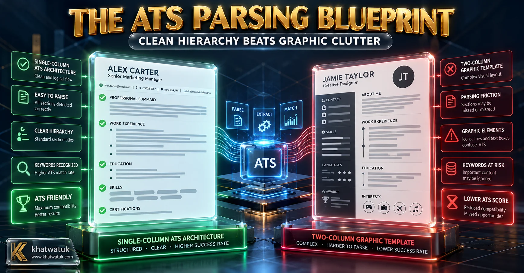 Single-Column ATS Resume vs Two-Column Graphic Resume Parsing Comparison