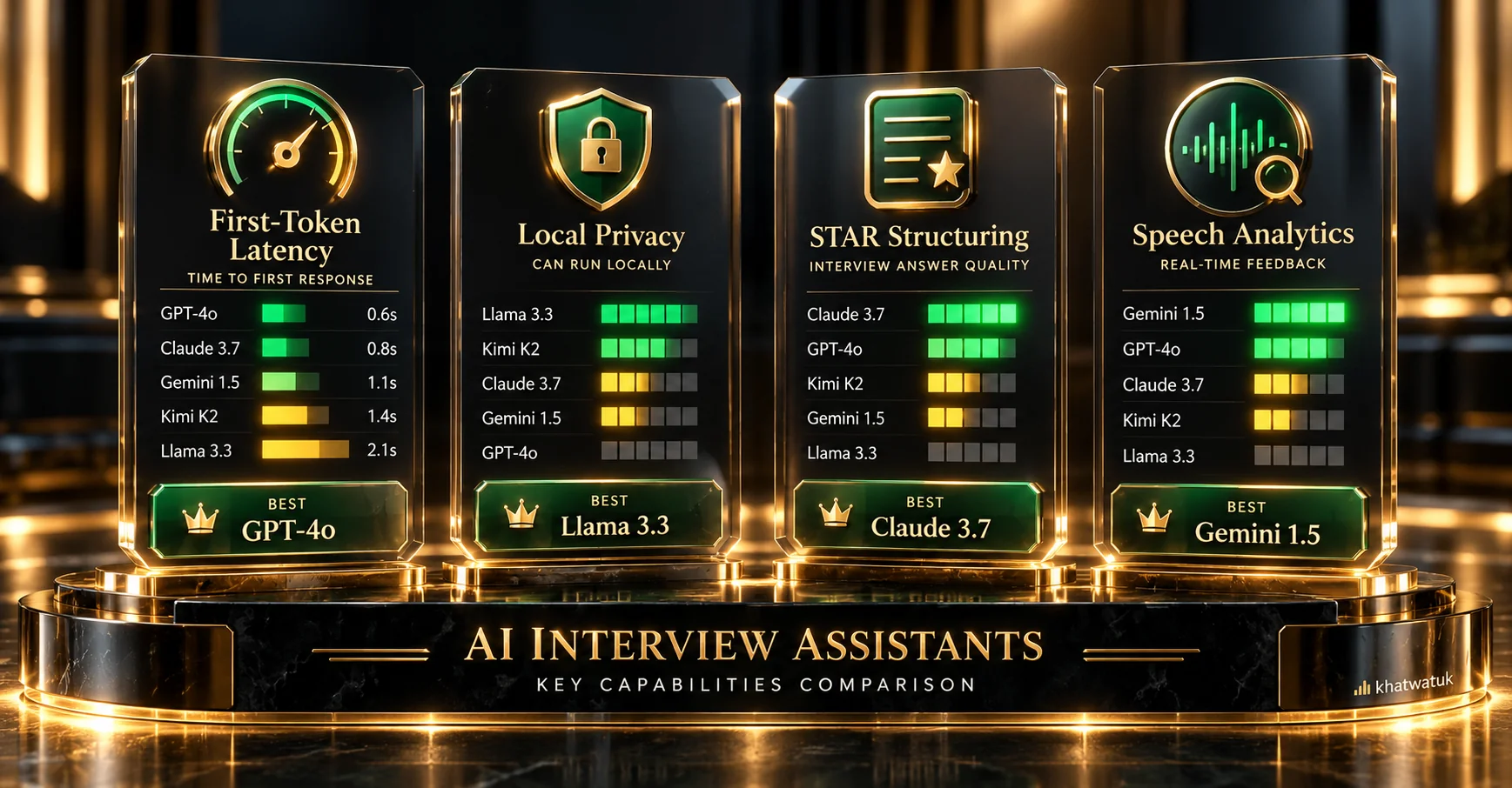 Comparison matrix of top 10 AI interview assistants for coding, behavioral, and speech prep
