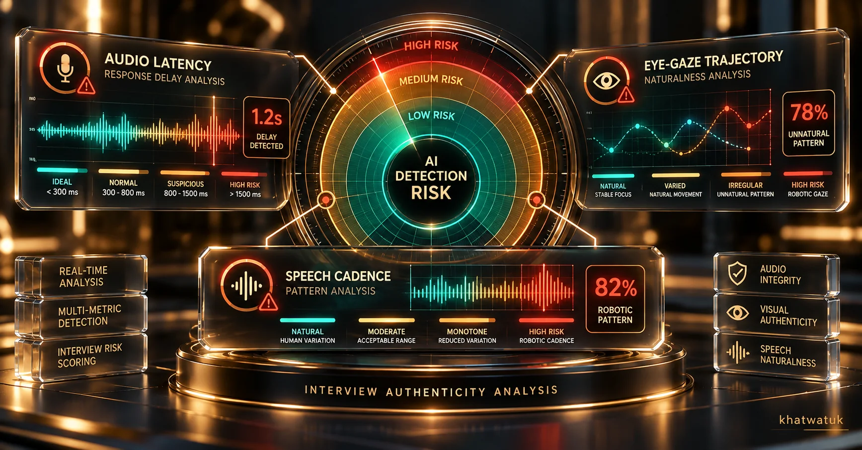 Visual radar analyzing AI interview detection risk factors for job seekers