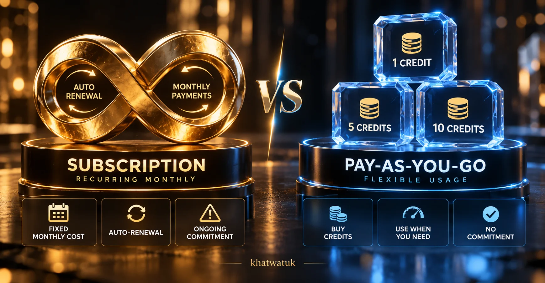 Pricing model comparison: recurring subscription vs pay-as-you-go credit packs