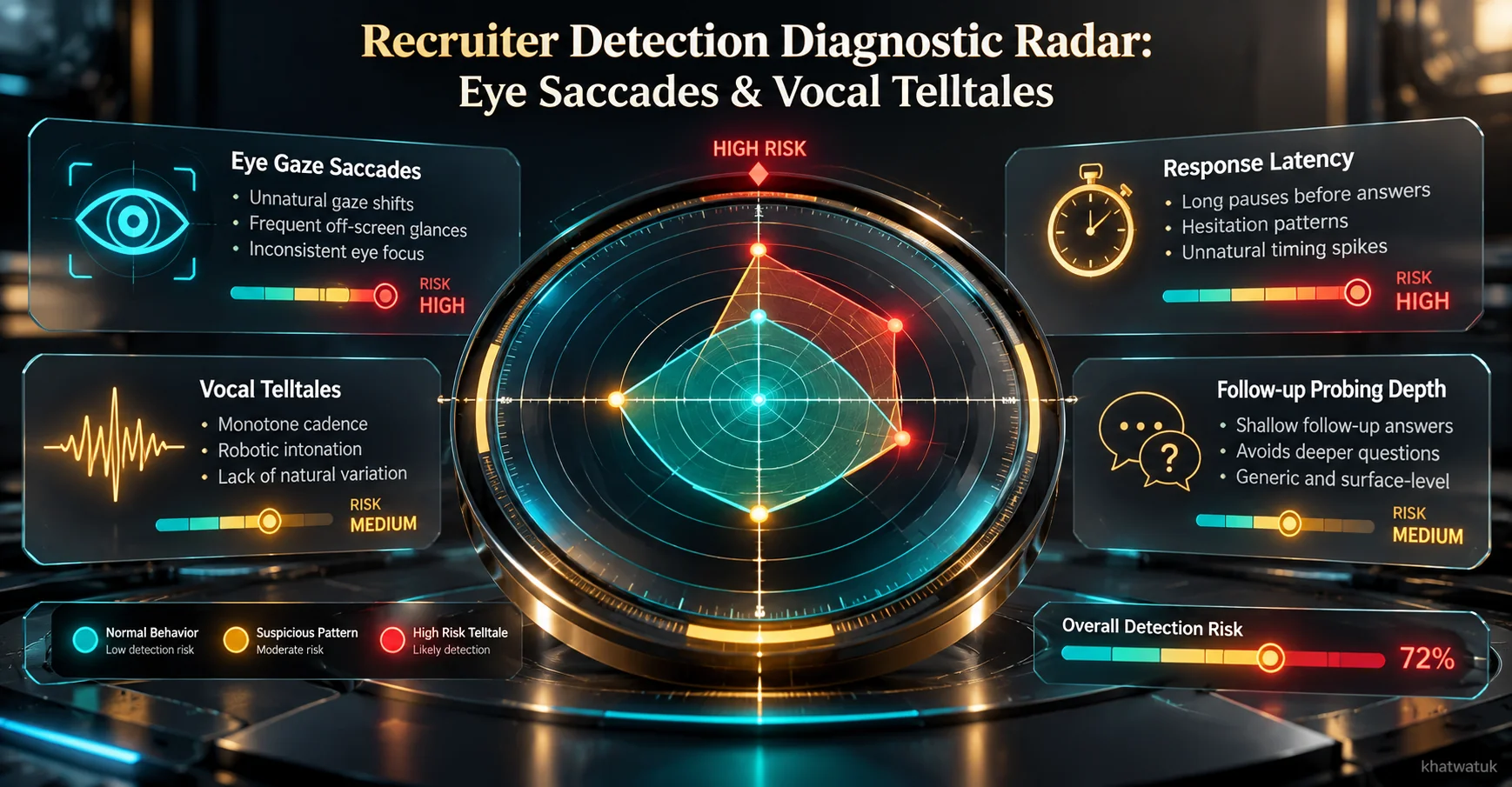 Recruiter detection diagnostic radar evaluating teleprompter reading telltales