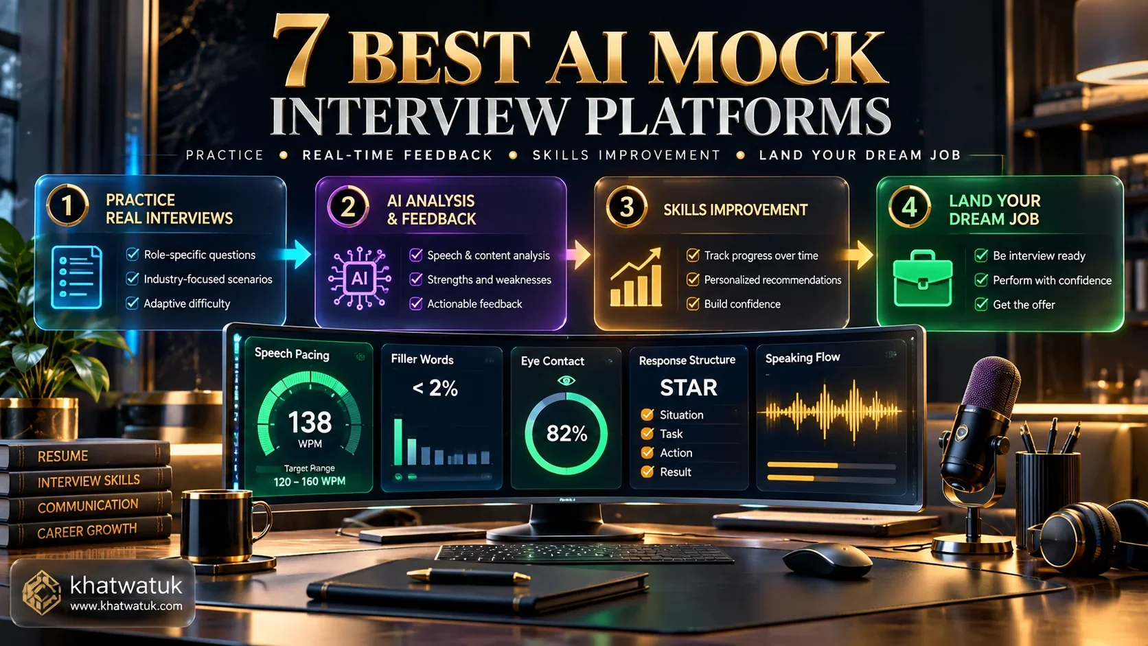 Flowchart mapping candidate response parsing, acoustic telemetry measurement, and dynamic follow-up questioning in an AI mock interview