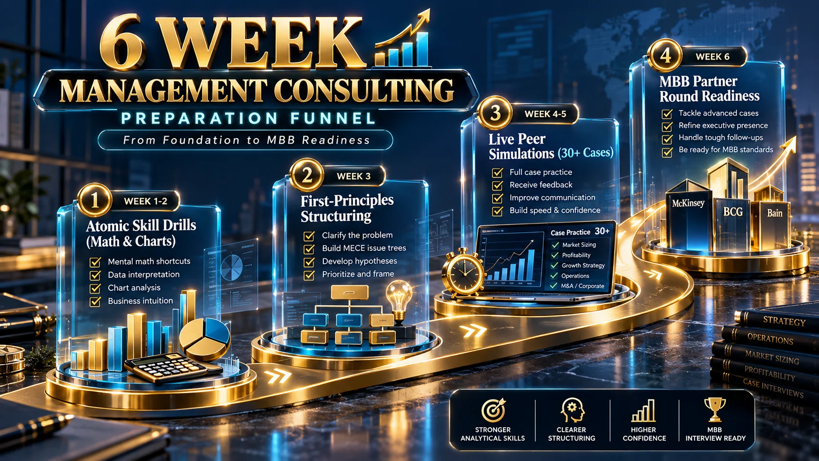 6-week management consulting case interview prep roadmap and milestones