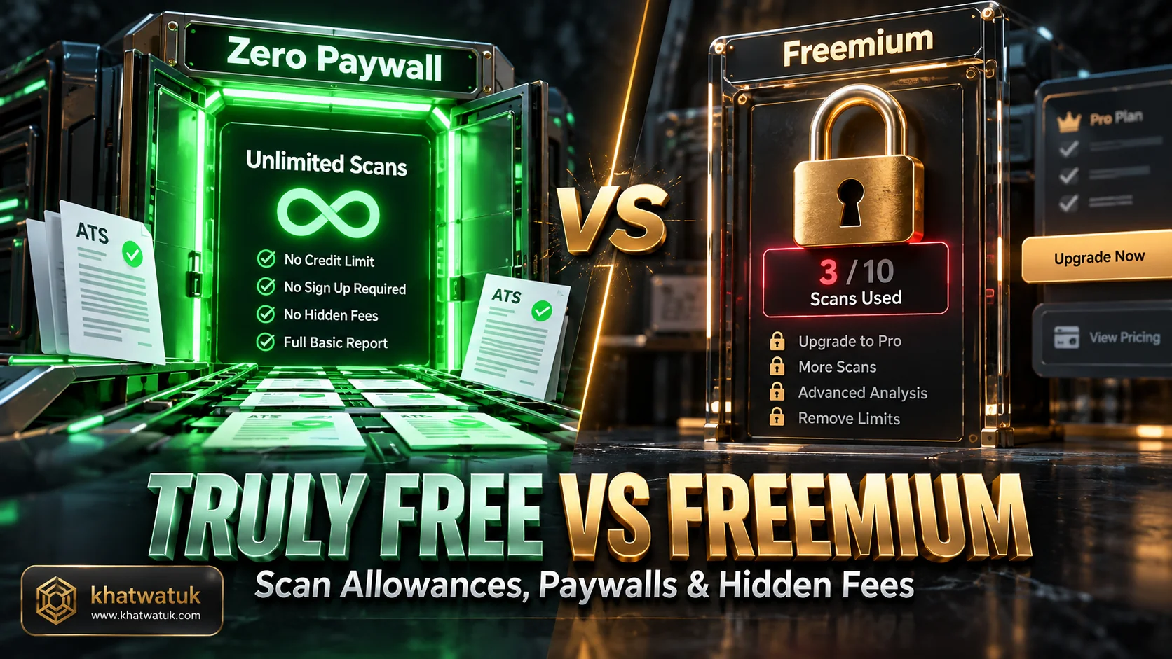 Comparison of truly free unlimited ATS resume scanners versus limited freemium trial paywalls