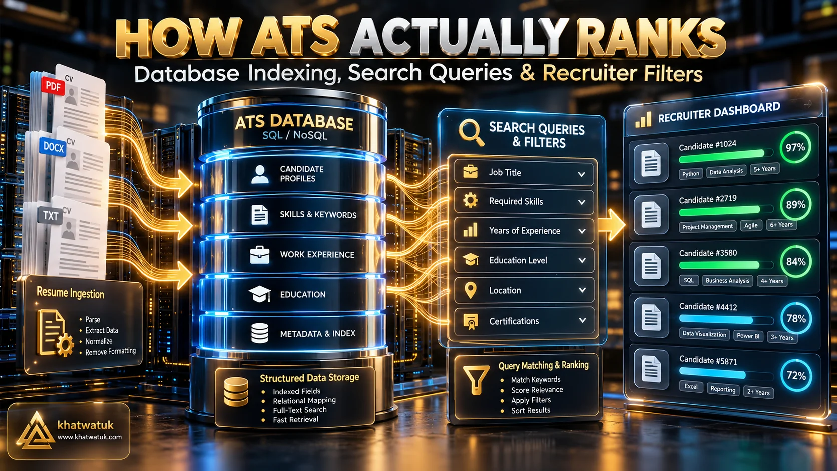 Architectural diagram showing how enterprise ATS systems act as searchable candidate databases