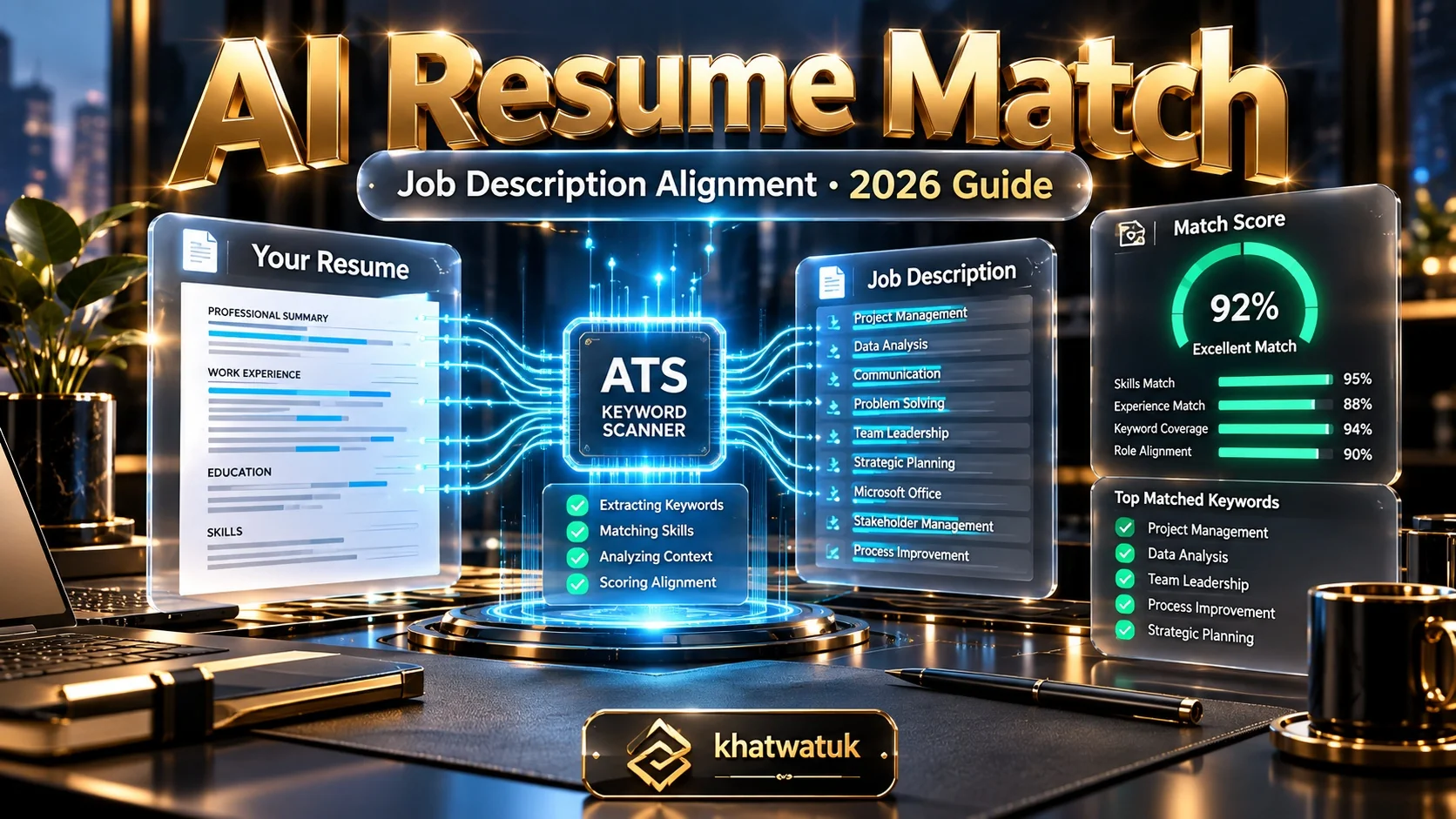 AI resume job description match dashboard comparing candidate resume with job posting keywords