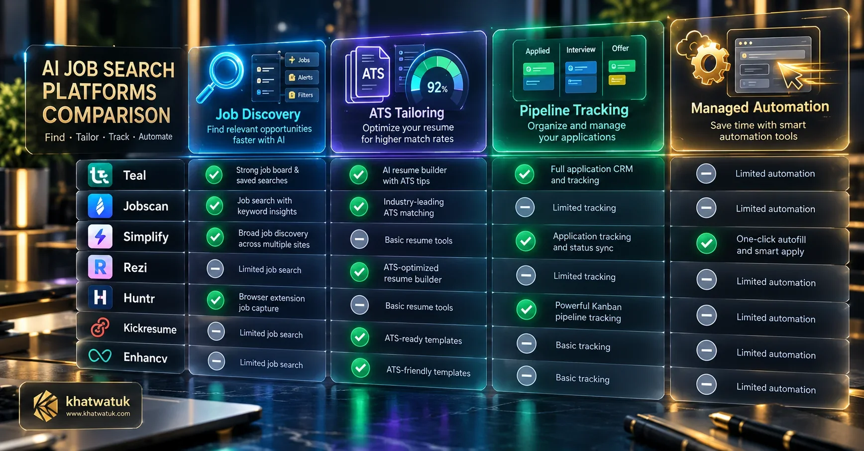 AI Job Search Platforms Comparison Chart and Feature Breakdown