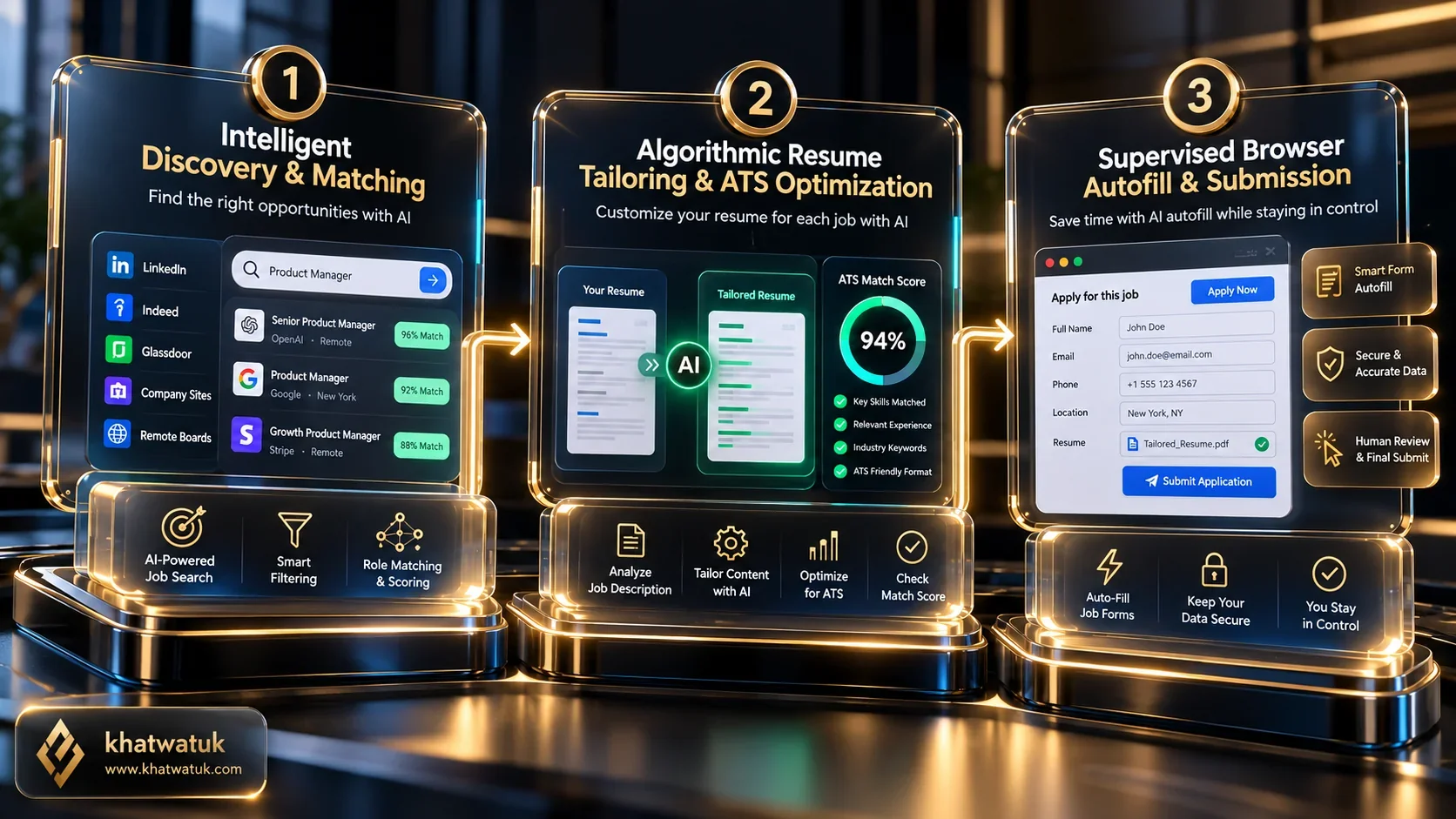 Three tier architecture for applying to jobs with AI safely