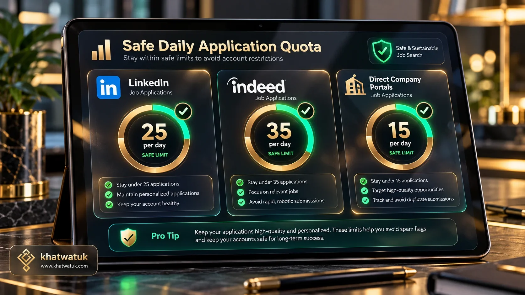 Recommended daily application limits when using AI across job boards