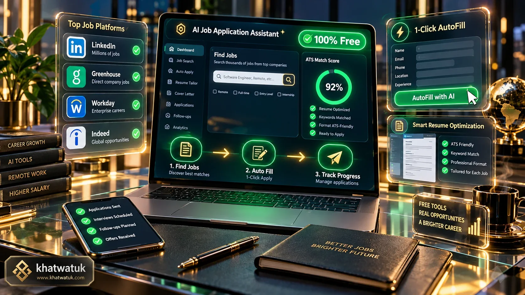 Best free AI job application tool dashboard and browser autofill tools