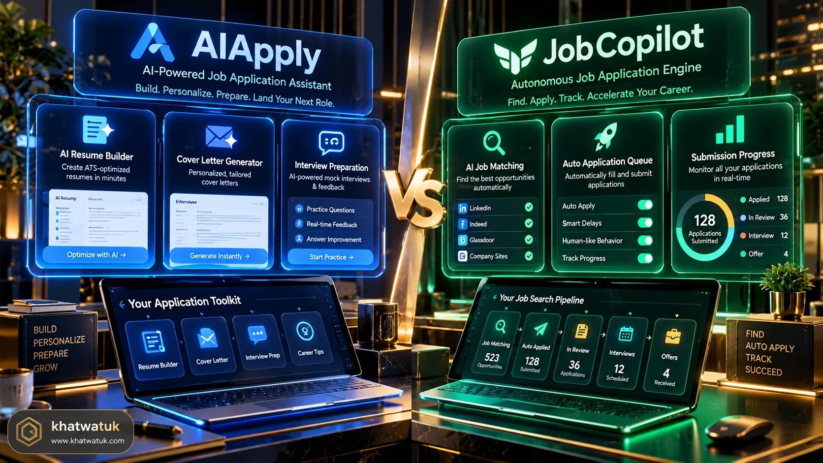 AIApply vs JobCopilot head-to-head comparison command dashboard