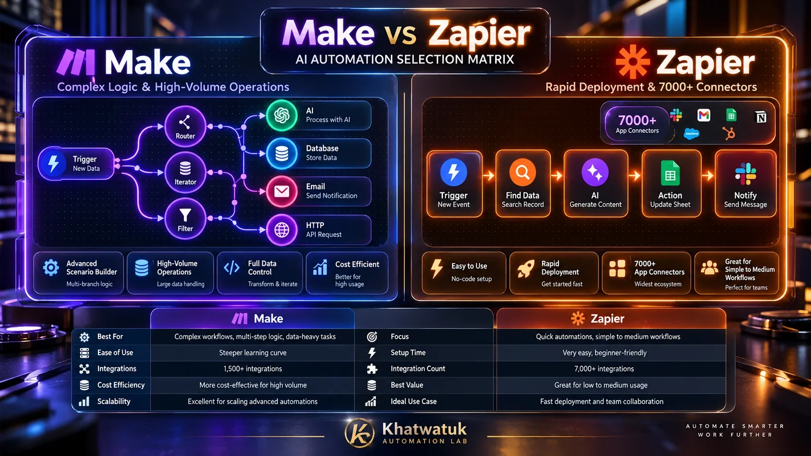 Make vs Zapier for AI Decision Matrix: Comparing Canvas Architecture, Cost per 100k Runs, and LLM Flexibility in 2026