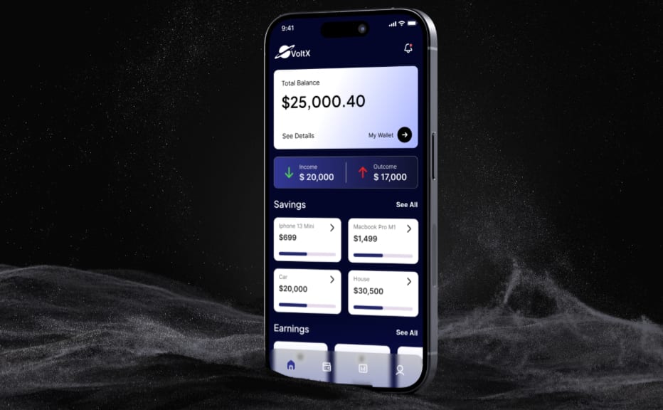VoltX Inc. Mobile App | Web | Admin Panel Development screens