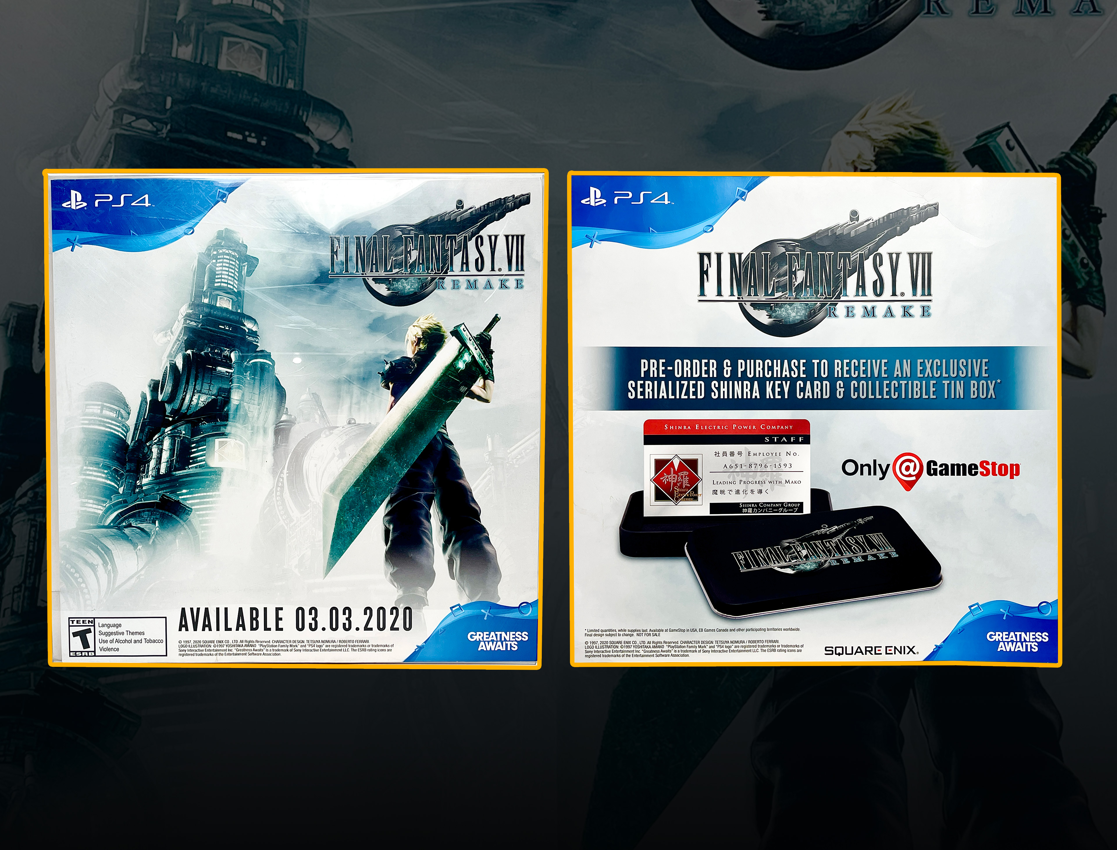 PlayStation 4 Final Fantasy VII Remake Retail Poster Set with