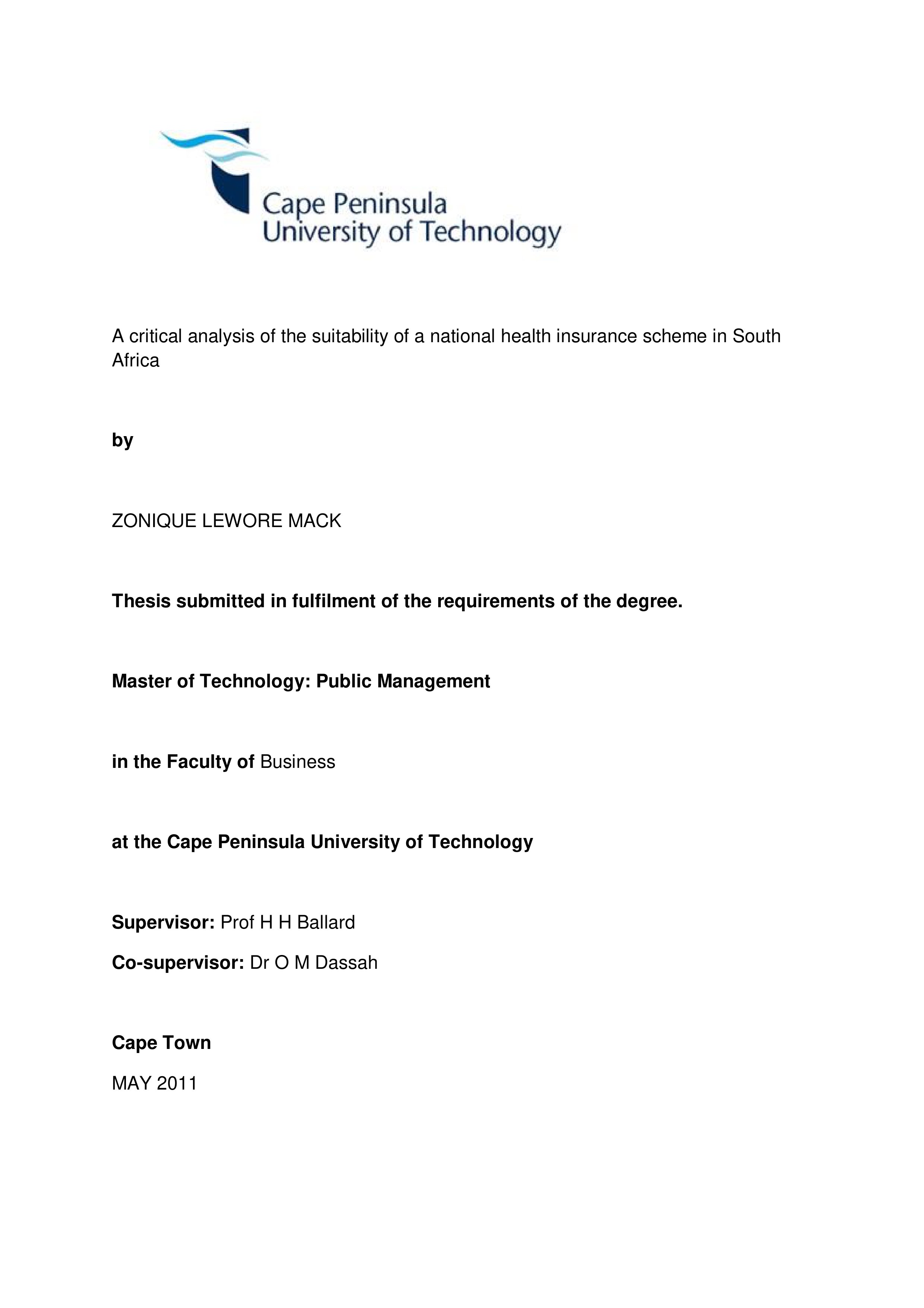a critical analysis of the suitability of a national helath insurance scheme