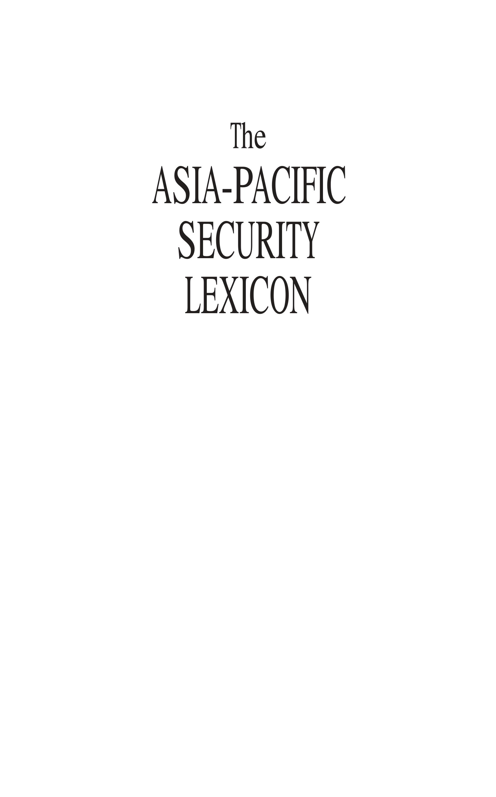 The Asia-Pacific security lexicon