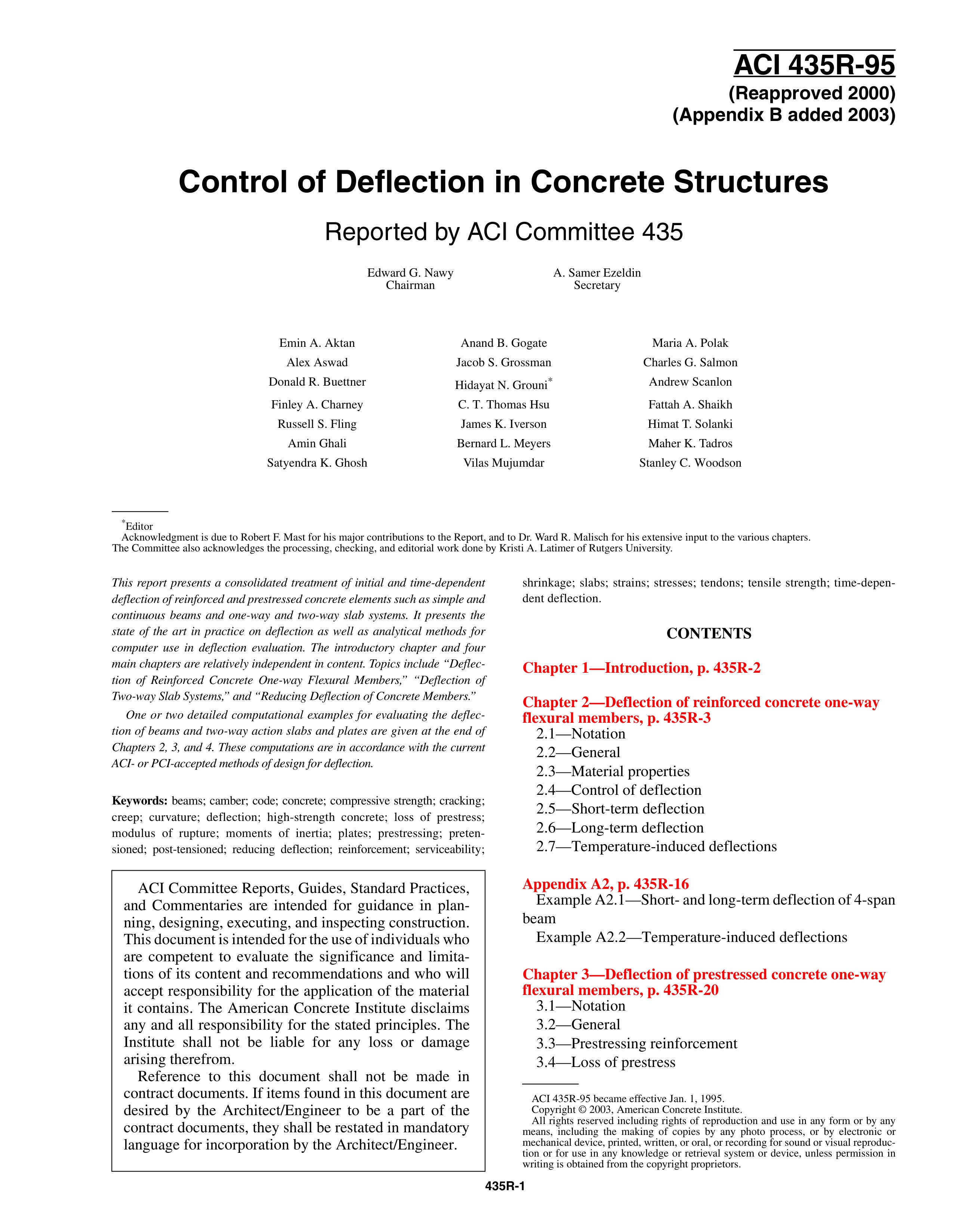 control of deflection in concrete structures