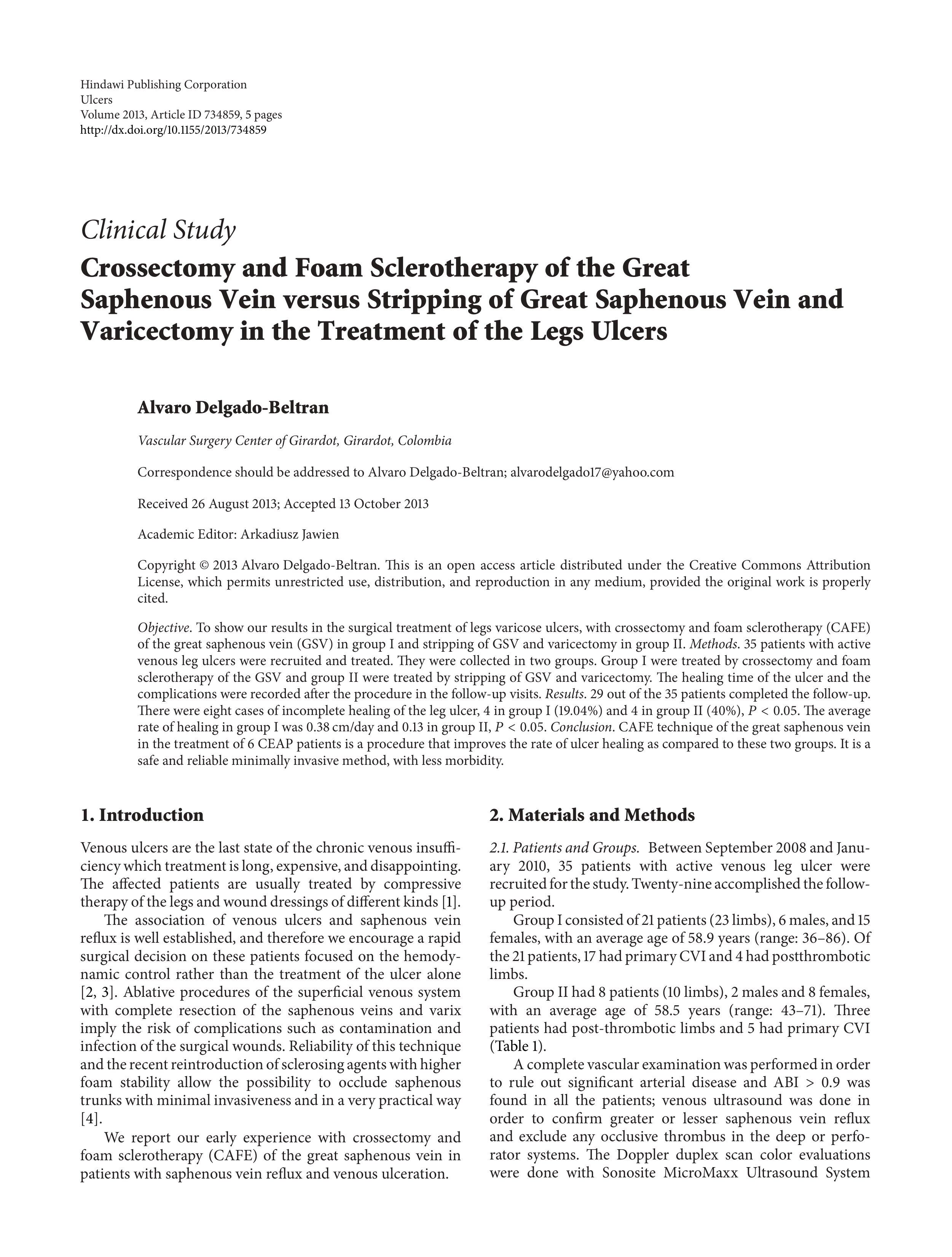 crossectomy and foam sclerotherapy of the great saphenous vein versus stripping of great saphenous