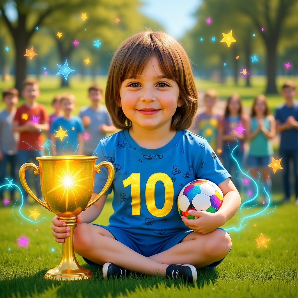 Cover eines personalisierten, KI-illustrierten Kinderbuchs — Soccer Champion