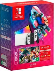 Nintendo Switch Oled White Bundle Mario Kart 8 + 3 Month Membership Nintendo Switch
