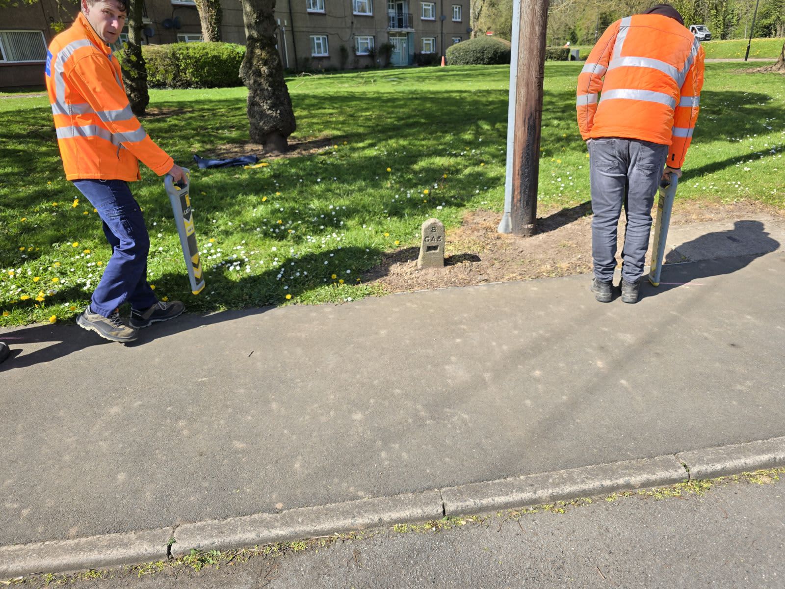 Trainee using a CAT4 cable avoidance tool during hands-on field training