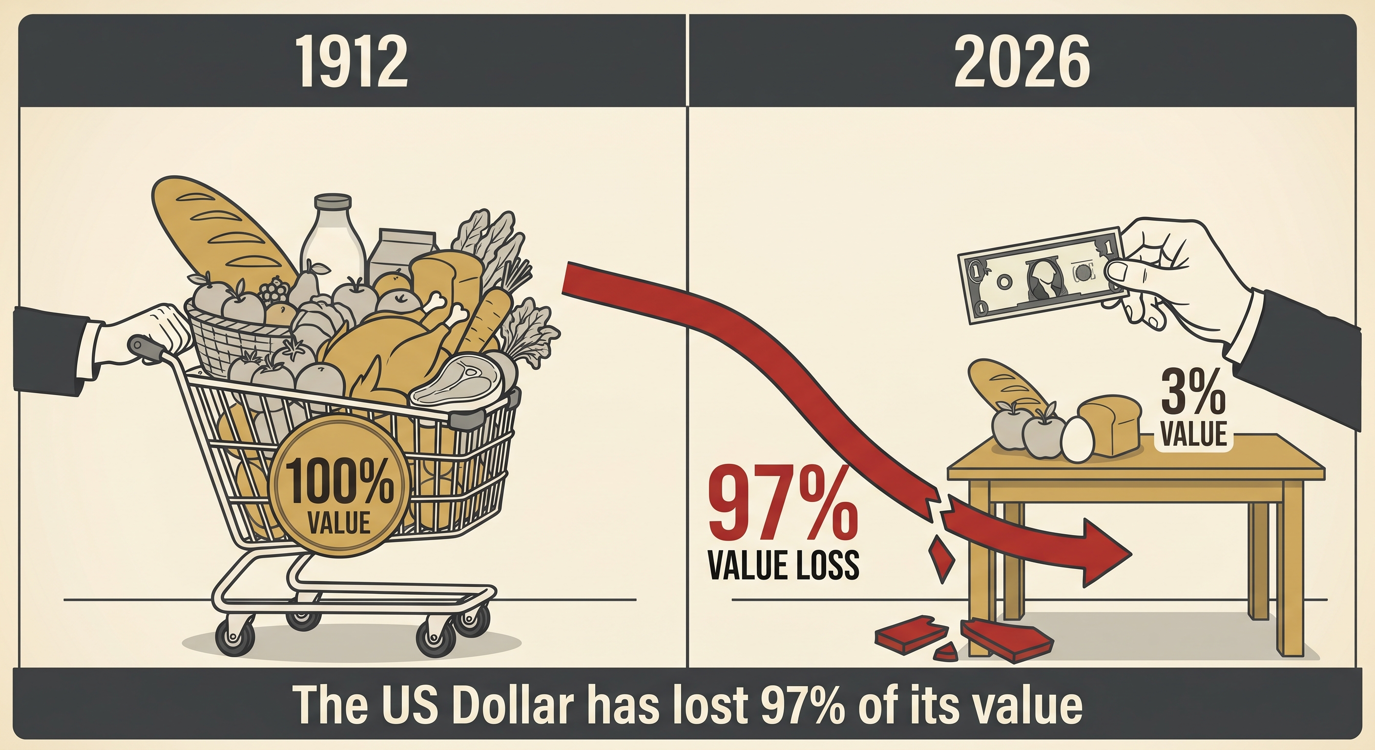 The Dollar Has Lost 97% of Its Value Since 1913. Here Is the Record.