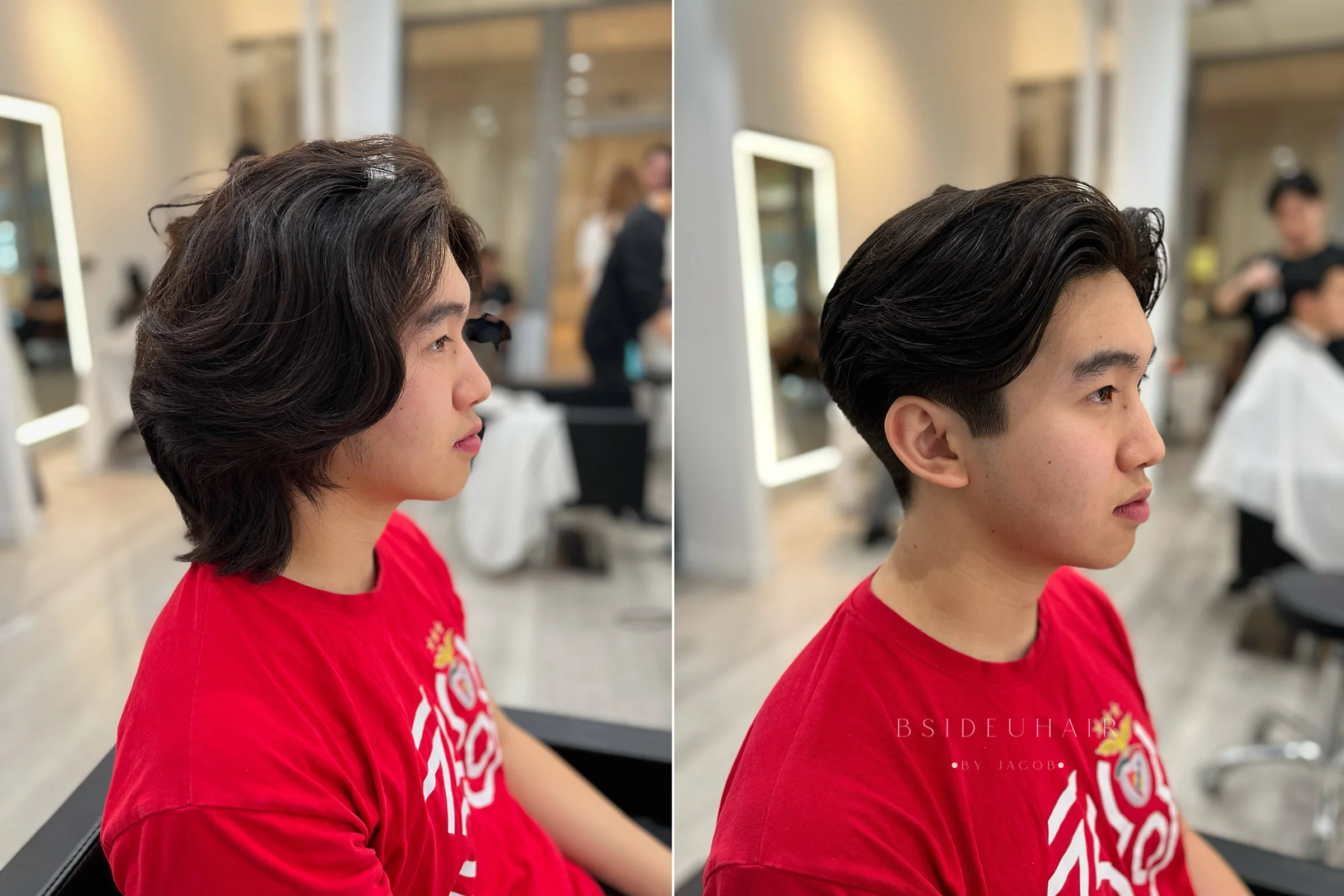 Natural haircut and gray blending