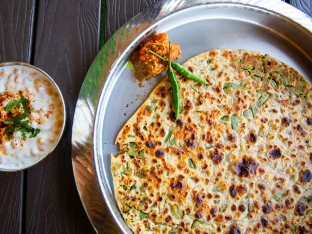 Papad Parantha with Onion & Green Chilli