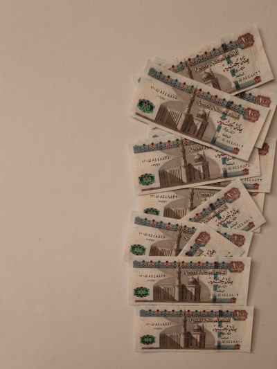 Egyptian 100 Pound Banknotes Stack Flat Lay