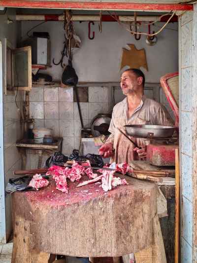 Traditional Egyptian Butcher in Saqiyat Abu Shaara