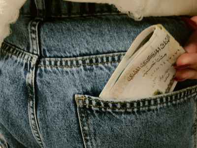 Egyptian Banknotes in Jeans Back Pocket