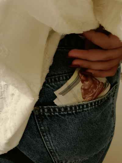 Egyptian Banknotes Tucked Into Denim Jeans Pocket
