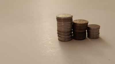Egyptian Pound Coins Stacked in Decreasing Height