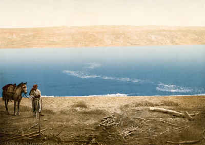 Dead Sea Shore, Palestine, circa 1895 Photochrome