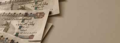 Egyptian Pound Banknotes on Neutral Background