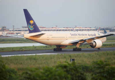 Saudi Arabian Airlines Boeing 777 HZ-AKT Rolling for Takeoff