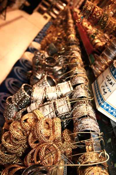 Gold and Silver Bangles Display, Downtown Jeddah Market