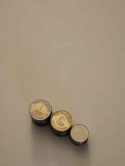 Egyptian Pound Coins Stacked in Ascending Order