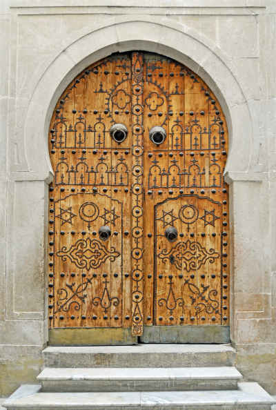 Traditional Ornate Wooden Door, Bardo Museum Tunis