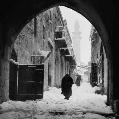 Al-Quds Old City Street in Snow, circa 1921