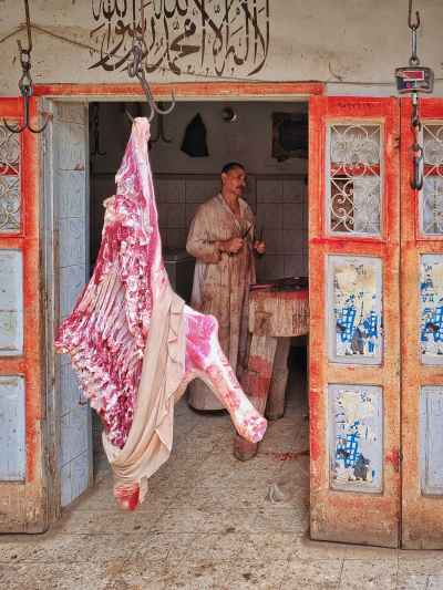 Traditional Eid Butcher Shop Entrance in Saqiyat Abu Shaara
