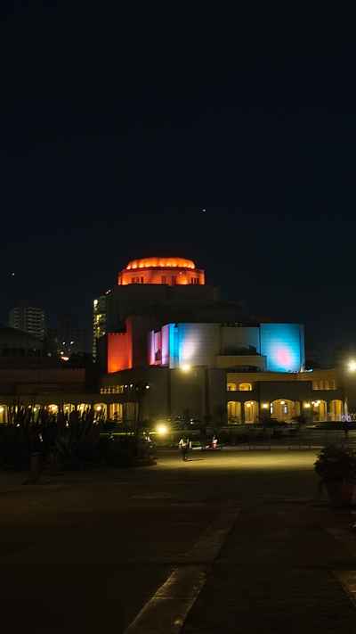 Egyptian Opera House Illuminated at Night, Cairo