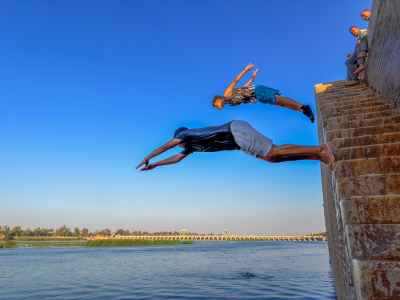 Boys Jumping into Nile at Al-Qanater Al-Khayreya