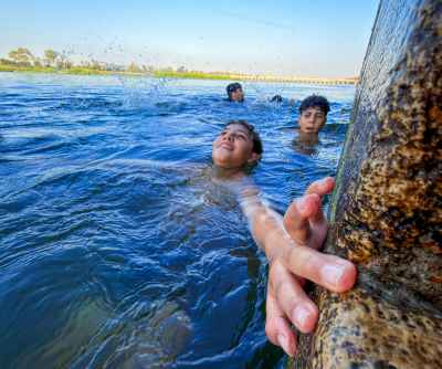 Children Swimming at Al-Qanater Al-Khayreya, Giza