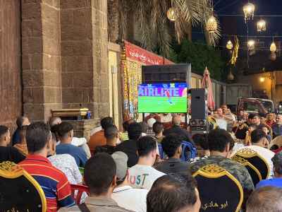 Crowd Watching Egypt World Cup Match, Al-Gamaliya Cairo